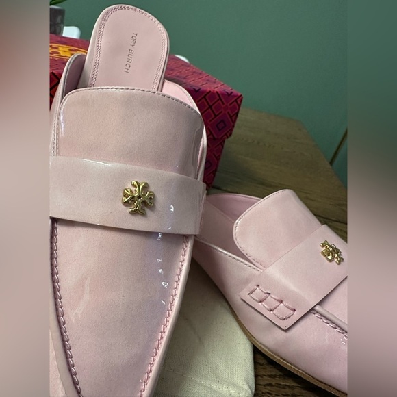 NWT! NEW! Tory Burch Pointed Backless Loafer Patent Leather Women US 7.5 Petunia - Picture 4 of 14